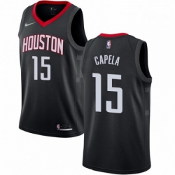 Mens Nike Houston Rockets 15 Clint Capela Authentic Black Alternate NBA Jersey Statement Edition
