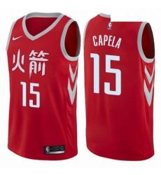 Mens Nike Houston Rockets 15 Clint Capela Authentic Red NBA Jersey City Edition