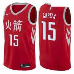 Mens Nike Houston Rockets 15 Clint Capela Authentic Red NBA Jersey City Edition