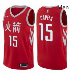 Mens Nike Houston Rockets 15 Clint Capela Swingman Red NBA Jersey City Edition