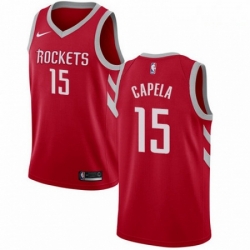 Mens Nike Houston Rockets 15 Clint Capela Swingman Red Road NBA Jersey Icon Edition