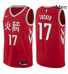 Mens Nike Houston Rockets 17 PJ Tucker Red NBA Swingman City Edition Jersey 