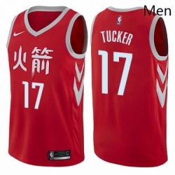 Mens Nike Houston Rockets 17 PJ Tucker Red NBA Swingman City Edition Jersey 
