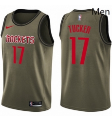 Mens Nike Houston Rockets 17 PJ Tucker Swingman Green Salute to Service NBA Jersey 