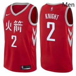 Mens Nike Houston Rockets 2 Brandon Knight Swingman Red NBA Jersey City Edition 