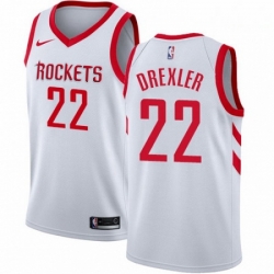 Mens Nike Houston Rockets 22 Clyde Drexler Swingman White Home NBA Jersey Association Edition
