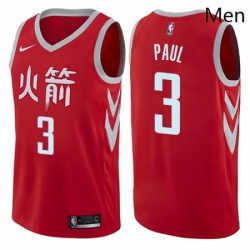 Mens Nike Houston Rockets 3 Chris Paul Authentic Red NBA Jersey City Edition