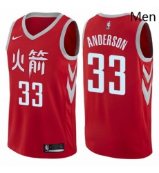Mens Nike Houston Rockets 33 Ryan Anderson Authentic Red NBA Jersey City Edition