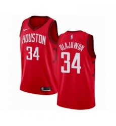 Mens Nike Houston Rockets 34 Hakeem Olajuwon Red Swingman Jersey Earned Edition