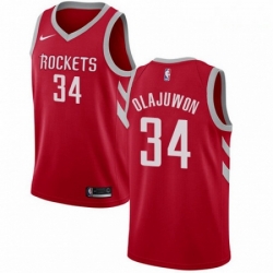 Mens Nike Houston Rockets 34 Hakeem Olajuwon Swingman Red Road NBA Jersey Icon Edition