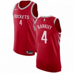 Mens Nike Houston Rockets 4 Charles Barkley Authentic Red Road NBA Jersey Icon Edition