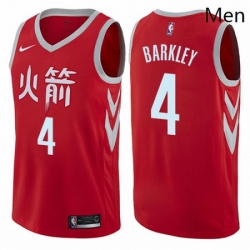 Mens Nike Houston Rockets 4 Charles Barkley Swingman Red NBA Jersey City Edition