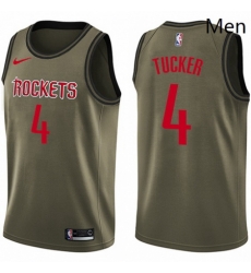 Mens Nike Houston Rockets 4 PJ Tucker Green Salute to Service NBA Swingman Jersey 