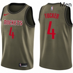 Mens Nike Houston Rockets 4 PJ Tucker Green Salute to Service NBA Swingman Jersey 