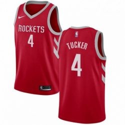 Mens Nike Houston Rockets 4 PJ Tucker Swingman Red Road NBA Jersey Icon Edition 