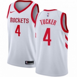 Mens Nike Houston Rockets 4 PJ Tucker Swingman White Home NBA Jersey Association Edition 