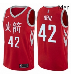 Mens Nike Houston Rockets 42 Nene Authentic Red NBA Jersey City Edition 