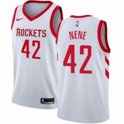 Mens Nike Houston Rockets 42 Nene Authentic White Home NBA Jersey Association Edition 