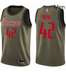 Mens Nike Houston Rockets 42 Nene Swingman Green Salute to Service NBA Jersey 