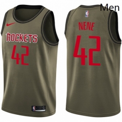 Mens Nike Houston Rockets 42 Nene Swingman Green Salute to Service NBA Jersey 