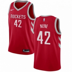 Mens Nike Houston Rockets 42 Nene Swingman Red Road NBA Jersey Icon Edition 