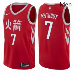 Mens Nike Houston Rockets 7 Carmelo Anthony Swingman Red NBA Jersey City Editi