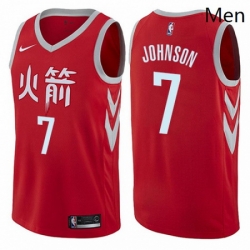 Mens Nike Houston Rockets 7 Joe Johnson Authentic Red NBA Jersey City Edition 