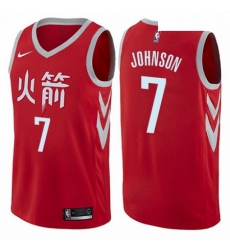 Mens Nike Houston Rockets 7 Joe Johnson Swingman Red NBA Jersey City Edition 
