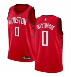 Rockets #0 Russell Westbrook Red Basketball Swingman Earned Edition Jersey