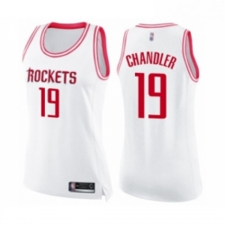Womens Houston Rockets 19 Tyson Chandler Swingman White Pink Fashion Basketball Jerse 