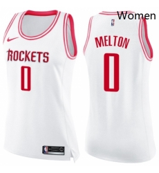 Womens Nike Houston Rockets 0 DeAnthony Melton Swingman White Pink Fashion NBA Jers