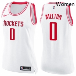 Womens Nike Houston Rockets 0 DeAnthony Melton Swingman White Pink Fashion NBA Jers