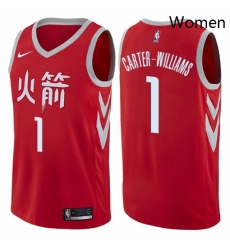 Womens Nike Houston Rockets 1 Michael Carter Williams Swingman Red NBA Jersey City Edition 