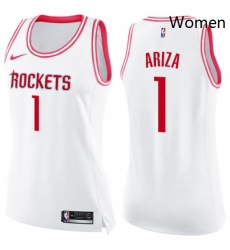 Womens Nike Houston Rockets 1 Trevor Ariza Swingman WhitePink Fashion NBA Jersey