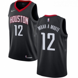 Womens Nike Houston Rockets 12 Luc Mbah a Moute Authentic Black Alternate NBA Jersey Statement Edition 