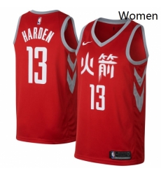 Womens Nike Houston Rockets 13 James Harden Swingman Red NBA Jersey City Edition