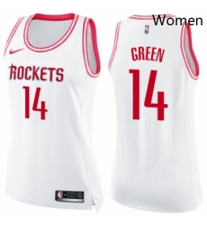 Womens Nike Houston Rockets 14 Gerald Green Swingman WhitePink Fashion NBA Jersey 