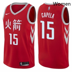 Womens Nike Houston Rockets 15 Clint Capela Swingman Red NBA Jersey City Edition