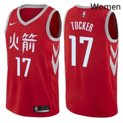 Womens Nike Houston Rockets 17 PJ Tucker Swingman Red NBA Jersey City Edition 