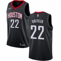 Womens Nike Houston Rockets 22 Clyde Drexler Authentic Black Alternate NBA Jersey Statement Edition