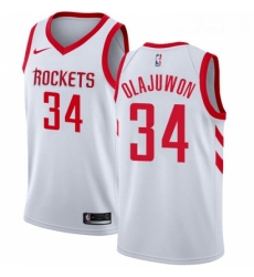 Womens Nike Houston Rockets 34 Hakeem Olajuwon Authentic White Home NBA Jersey Association Edition