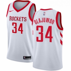 Womens Nike Houston Rockets 34 Hakeem Olajuwon Swingman White Home NBA Jersey Association Edition