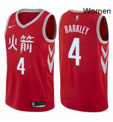 Womens Nike Houston Rockets 4 Charles Barkley Swingman Red NBA Jersey City Edition