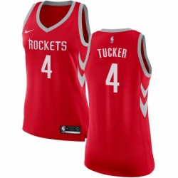 Womens Nike Houston Rockets 4 PJ Tucker Authentic Red Road NBA Jersey Icon Edition 