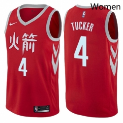 Womens Nike Houston Rockets 4 PJ Tucker Swingman Red NBA Jersey City Edition 