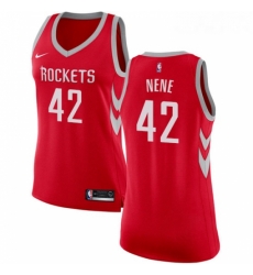 Womens Nike Houston Rockets 42 Nene Authentic Red Road NBA Jersey Icon Edition 