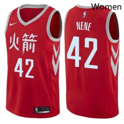 Womens Nike Houston Rockets 42 Nene Swingman Red NBA Jersey City Edition 