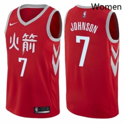 Womens Nike Houston Rockets 7 Joe Johnson Swingman Red NBA Jersey City Edition 