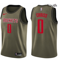 Youth Nike Houston Rockets 0 Marquese Chriss Swingman Green Salute to Service NBA Jersey 