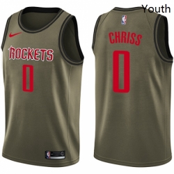 Youth Nike Houston Rockets 0 Marquese Chriss Swingman Green Salute to Service NBA Jersey 